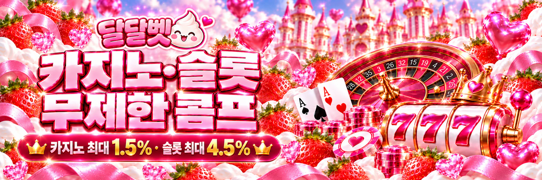달달벳 카지노·슬롯 무제한 콤프. 카지노 최대 1.5% · 슬롯 최대 4.5%
